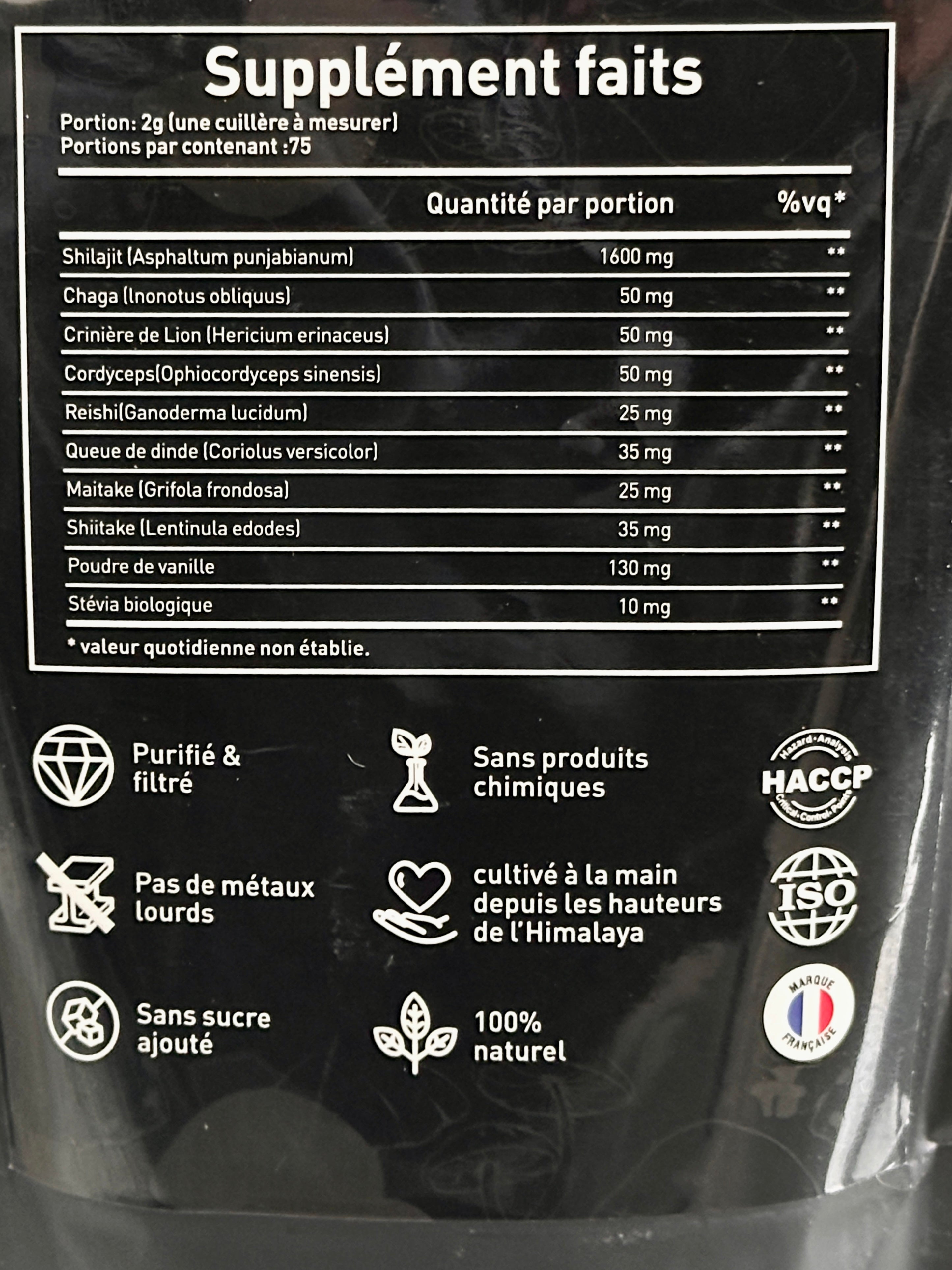 Poudre Shilajit + 7 champignons
